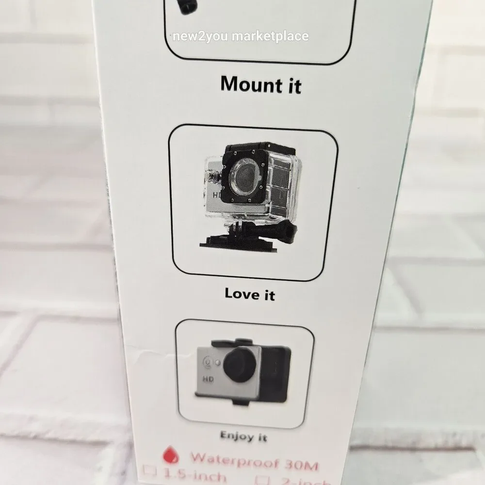 Sports Cam 1080P Waterproof 30M Action Full HD 2.0 Inch Screen Camera NIB